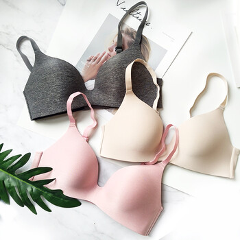 歌帝无痕内衣女套装无钢圈文胸薄款性感小胸聚拢收副乳上托光面胸罩