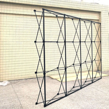 轻便折叠铁拉网展架背景kt板展示架婚庆海报签名墙广告活动背景架 4*4