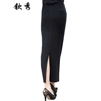 钦秀羊毛裙2015秋冬装新款女装长款显瘦修身薄包臀半身裙羊毛裙女 黑色 均码