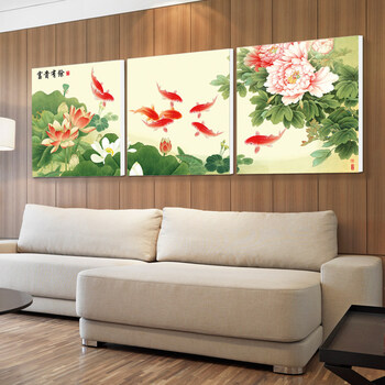 沙发背景墙装饰画现代客厅大气简约三联餐厅挂画卧室无框壁画海景 tb