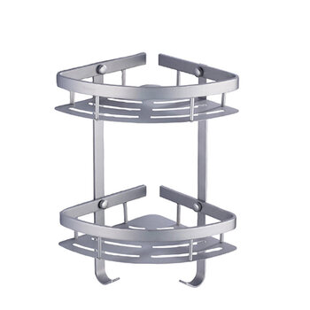 太空铝三脚架卫浴置物架壁挂转角篮双层卫生间收纳浴室三角架 3226