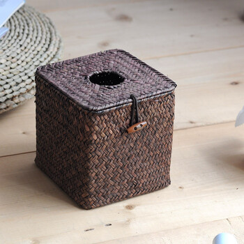 复古抽纸盒纸巾抽海草编纸巾盒收纳盒收纳筐藤编车用纸盒子餐巾盒