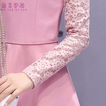 欣月依妍 连衣裙女2016新款印花连衣裙雪纺蕾丝套装女装A字裙春夏GZQN1636 白色色 L