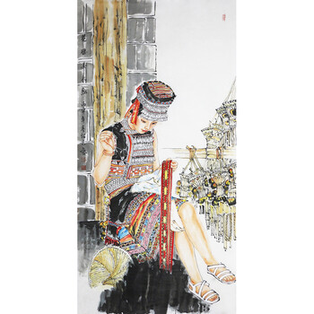 中美协会员 辛绍民《花腰女儿红》M489