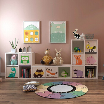 实木卡通宝宝书架儿童玩具收纳架收纳柜玩具柜整理架玩具架绘本架