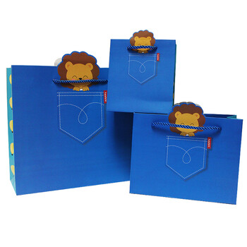 彩竹礼品袋包装袋结婚回礼手提纸袋礼品袋婚庆礼品袋创意纸袋一个狮子