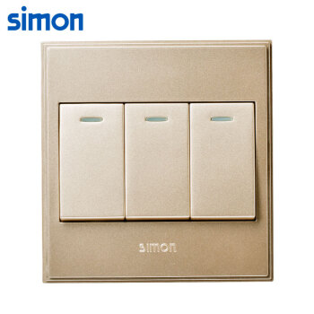 西蒙(SIMON) 开关插座面板 56C系列 三开单控开关 86型面板 香槟金色 V51031BY-02