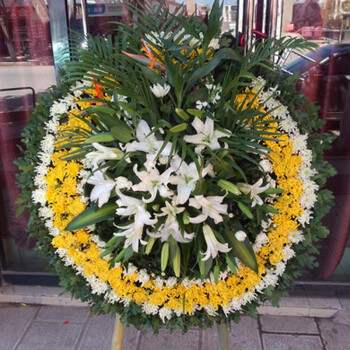 菊花圈花篮鲜花速递同城追悼吊唁祭奠丧礼花杭州深圳北京上海款式五 图片价格品牌报价 京东