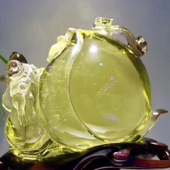 诺源珠宝精美天然黄水晶摆件金猴献寿造型款黄水晶摆件精湛手工雕琢