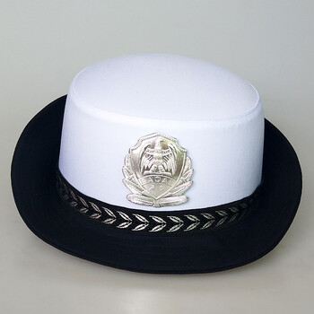 哥姿秀女式白色卷边帽交通帽子女士保安帽子女海军帽水手帽飞行员帽