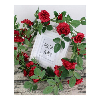 仿真花月季花花藤 婚庆装饰花藤吊顶装饰 背景墙橱窗假花 红色