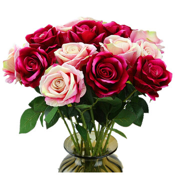 假花仿真花真 单支玫瑰花塑料客厅假花婚庆室内装饰家居花艺花卉养生