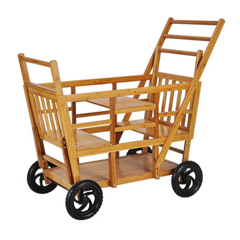 婴儿宝宝竹子四轮手推车双人非仿藤童老北京竹车双胞胎床 升级定向款