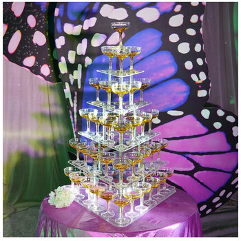 新款节庆用品三角形五层香槟塔酒店婚礼布置香槟塔庆典生日塔架 香槟