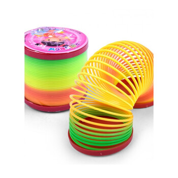 创意塑胶弹簧圈玩具 加盖七彩彩虹圈儿童小玩具 2件装