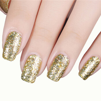 闪钻铂金胶光疗镭射幻彩钻石亮片手工定制美甲假指甲 金色 s