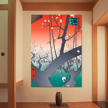 宾馆酒店装饰画餐厅装饰画浮世绘日式风格壁画风景鱼仙鹤酒店宾馆