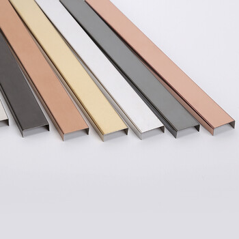 定制不锈钢包边条 u型槽背景墙边框吊顶收边金属装饰线条钛金封边压条