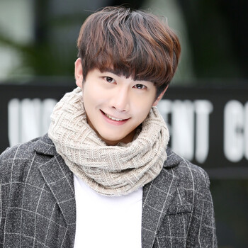 2018秋冬新款围巾男士百搭冬季潮流韩版针织毛线保暖围脖通用 井字