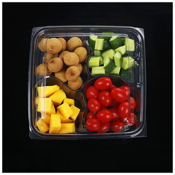 一次性透明塑料包装四五六456拼盘水果鲜切打包盒50个装m 四分800克装