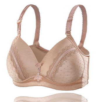 加大码薄款无钢圈聚拢文胸罩中老年200斤胖mm妈妈女内衣 灰色 38/85c