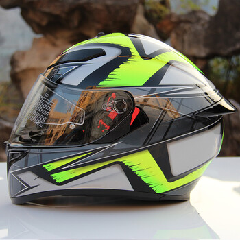 头盔摩托车机车双镜片头盔男 冬季赛车防雾全盔 k3 sv液化 m