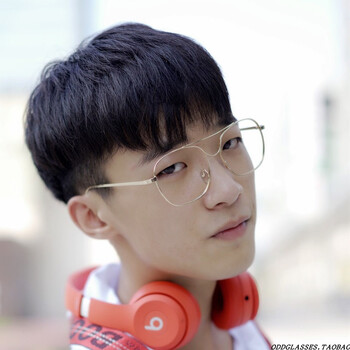 快手陈三同款眼镜网红防辐射女平光镜复古男全框个性眼镜框镜架 陈三