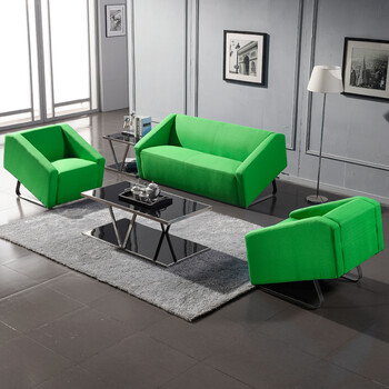 统阅办公沙发会客茶几组合布艺三人位沙发休闲沙发接待多色可选深绿色