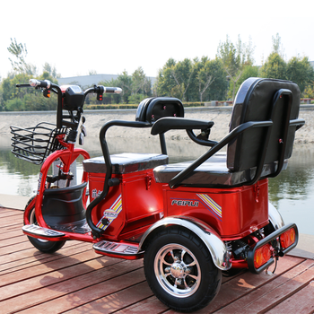 老年代步车三轮电动三轮车双人电动车电瓶助力车 红色升级款600w 铅酸