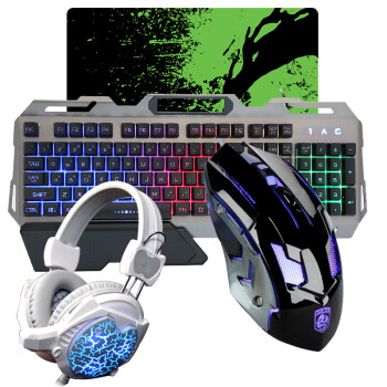 狼途游戏键盘鼠标套装有线金属悬浮RGB背光