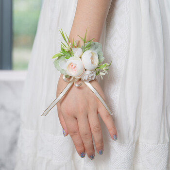 新品 韩式西式婚礼结婚新郎新娘胸花手腕花草坪户外清新白绿森系 腕花