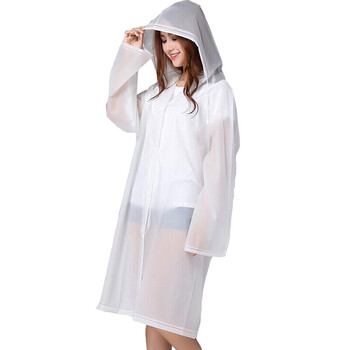 
                                                            加加林 户外时尚EVA半透明磨砂感成人雨衣雨披 男女士长款带帽 JH01 透明白L                