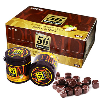 乐天巧克力56 纯黑巧克力罐装86g 6瓶韩国进口纯可可脂巧克力豆lotte梦系列节日礼物 图片价格品牌报价 京东