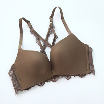 聚拢小胸性感内衣套装女上托无钢圈收副乳防下垂加厚 咖啡色单件 80b