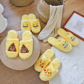 新品 保暖棉拖鞋 情侣可爱表情棉拖鞋居家地板拖男女款聊天表情emoji