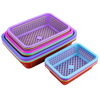 长方形塑料篮子果蔬篮麻辣烫篮沥水篮洗菜篮收纳篮菜篮子水果篮 颜色