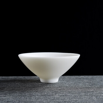 德化白瓷陶瓷茶杯品茗杯羊脂玉建盏主人杯功夫茶具普洱单 白瓷斗笠