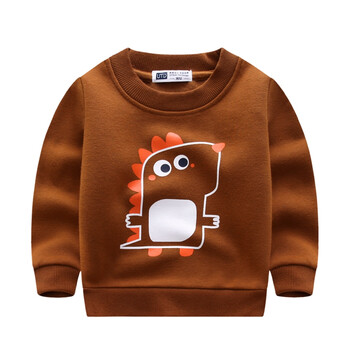 童装秋冬儿童卡通休闲卫衣女童套头衫男童抓绒保暖上衣潮 v0436-咖啡