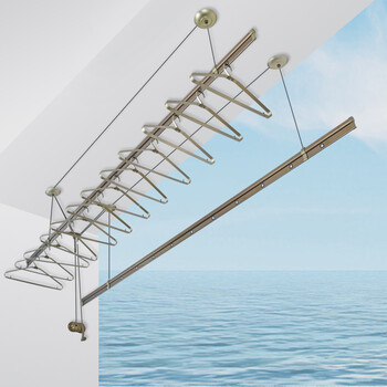 盼盼 手摇晾衣架 升降双杆式晾衣杆铝合金阳台晒衣架耐用凉衣架pp-205