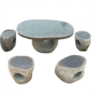 蝶遇石桌石凳户外园林茶桌花园仿古石桌公园天然大理石枫叶红景观石桌