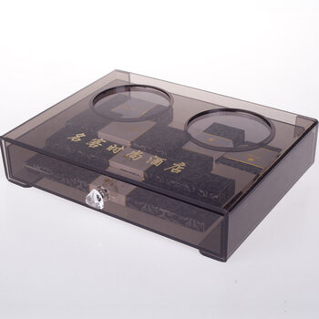 盒卫生间收纳盒酒店用品物品盒宾馆客房易耗品盒 清茶色横款扁盒子