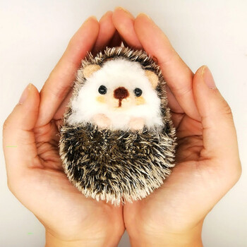 小刺猬 羊毛毡手工diy仿真小刺猬毛海材料包礼物送教程 站立刺猬成品