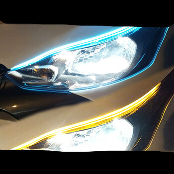 改装汽车led导光条日行灯薄流水转向泪眼灯不拆大灯装饰灯带 60cm冰蓝
