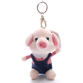 小猪钥匙扣玩偶公仔猪猪小挂件毛绒玩具包包挂饰猪年吉祥物 蓝色背带