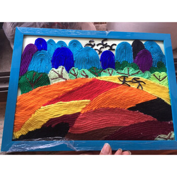 【京东优选】礼品儿童手工粘贴diy材料包毛线画花田山错a4半成品带