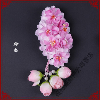 京剧服装戏曲服装戏剧用品小姐鬓花头饰小花头花 藤萝花 粉红色