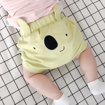 宝宝短裤夏0一1岁男三角包屁裤婴儿薄女大pp裤6-12个月包臀裤 绿色 73