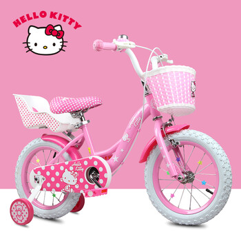粉色儿童自行车粉色卡通自行车溶脂果出品的毒毒粉红色十四寸自行车