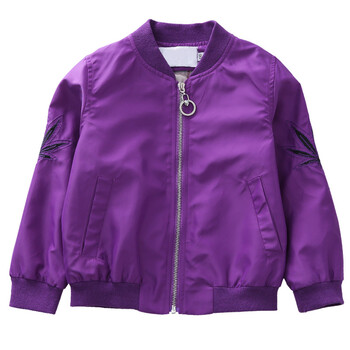 童装秋款女童夹克短款2018中大童女孩薄款紫色外套 紫夹克 150cm