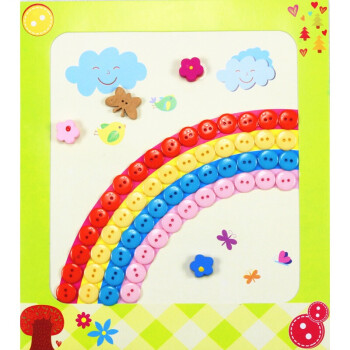 新品纽扣画diy材料包儿童手工画制作创意粘贴 幼儿园子活动玩具 彩虹